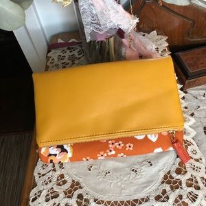 Floral and mustard yellow fold clutch purse